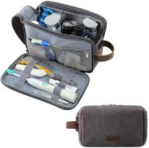 Toiletry Bag for Men, Canvas Travel Toiletry Organizer Dopp Kit Water-resistant Shaving Bag for Toiletries Accessories,Grey-Medium Toiletry Bag for Men, Canvas Travel Toiletry Organizer Dopp Kit Water-resistant Shaving Bag for Toiletries Accessories,Grey-Medium
