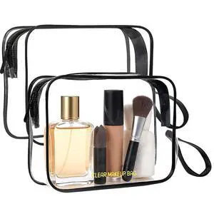 Clear Makeup Bag,2 Pack TSA Approved Toiletry Bag for Women & Men | Portable Handheld Design, Waterproof, Airport Airline Compliant, Clear Toiletry Cosmetic Bag Clear Makeup Bag,2 Pack TSA Approved Toiletry Bag for Women & Men | Portable Handheld Design, Waterproof, Airport Airline Compliant, Clear Toiletry Cosmetic Bag