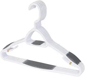 Set of 5 Deluxe Non Slip Hangers by Neatfreak! - Space Saving Hangers for Clothes, Pants, Jackets and Shirt 5 Pack,White/Grey Set of 5 Deluxe Non Slip Hangers by Neatfreak! - Space Saving Hangers for Clothes, Pants, Jackets and Shirt 5 Pack,White/Grey