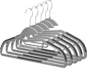 Plastic Non Slip Coat Hangers 5 Pack - Space Saving 360 Rotating Hook Hangers Heavy Duty (Gray & Black) Plastic Non Slip Coat Hangers 5 Pack - Space Saving 360 Rotating Hook Hangers Heavy Duty (Gray & Black)