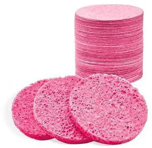 50-Count Compressed Facial Sponges, Pink Cellulose Daily Facial Cleaning 50-Count Compressed Facial Sponges, Pink Cellulose Daily Facial Cleaning