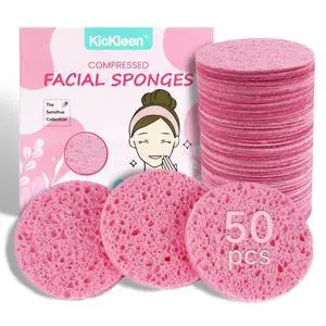 50-Count Compressed Facial sponges for Daily Facial Cleaning,Pink | 100% Natural Cellulose Cosmetic Spa Sponges for Makeup Mask Removal|Exfoliating|Skin Massage|Pore Exfoliation 50-Count Compressed Facial sponges for Daily Facial Cleaning,Pink | 100% Natural Cellulose Cosmetic Spa Sponges for Makeup Mask Removal|Exfoliating|Skin Massage|Pore Exfoliation