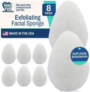 8ct Tear Drop Face Scrubber for Women | Reusable Facial Sponges for Daily Cleansing | Facial Exfoliating Pads for Removing Dead Skin, Dirt & Makeup | Made in USA | Regular - White 8ct Tear Drop Face Scrubber for Women | Reusable Facial Sponges for Daily Cleansing | Facial Exfoliating Pads for Removing Dead Skin, Dirt & Makeup | Made in USA | Regular - White