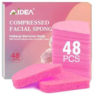 Compressed Facial Sponges-48Count, Disposable Face Sponges, Pink | Natural Cellulose Cosmetic Spa Sponges for Facial Cleansing, Exfoliating, Makeup Remover Pads, Travel Essentials Compressed Facial Sponges-48Count, Disposable Face Sponges, Pink | Natural Cellulose Cosmetic Spa Sponges for Facial Cleansing, Exfoliating, Makeup Remover Pads, Travel Essentials