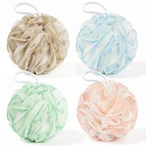 Loofah Sponge 4 Pack, Exfoliating Body Scrubber for Shower, Soft Bath Sponges with Hanging Loop, 60G Gentle Loofah for Women Men (Pastel Colors) Loofah Sponge 4 Pack, Exfoliating Body Scrubber for Shower, Soft Bath Sponges with Hanging Loop, 60G Gentle Loofah for Women Men (Pastel Colors)