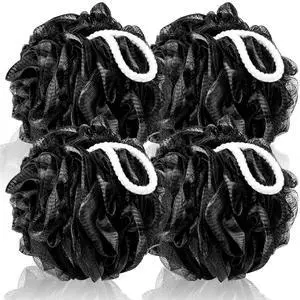 Loofah Sponge XXL-100g 4 Pack, Bath Sponge Soft Mesh Shower Puff Loofah for Men, Exfoliating Body Scrubber for Women, Shower Accessories (Black) Loofah Sponge XXL-100g 4 Pack, Bath Sponge Soft Mesh Shower Puff Loofah for Men, Exfoliating Body Scrubber for Women, Shower Accessories (Black)