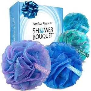 Loofah Bath-Sponge XL Swirl-Deep-4-Pack // Extra Large 75g | Soft Mesh Net Luffa Loufa Loofa Puff Set / Exfoliating Body Scrubber Lufas for Women and Men Face & Body Shower Loofah Sponge Loofah Bath-Sponge XL Swirl-Deep-4-Pack // Extra Large 75g | Soft Mesh Net Luffa Loufa Loofa Puff Set / Exfoliating Body Scrubber Lufas for Women and Men Face & Body Shower Loofah Sponge