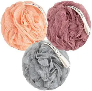 Shower Loofah Sponge Pouf, Set of 3, Coral Reef | Soft Mesh Body Scrubber and Bath Sponge for Gentle Exfoliation, Rich Lather, and Everyday Shower Use Shower Loofah Sponge Pouf, Set of 3, Coral Reef | Soft Mesh Body Scrubber and Bath Sponge for Gentle Exfoliation, Rich Lather, and Everyday Shower Use