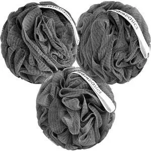 Shower Loofah Sponge Pouf, Set of 3, Charcoal Infused | Soft Mesh Body Scrubber and Bath Sponge for Gentle Exfoliation, Rich Lather, and Everyday Shower Use Shower Loofah Sponge Pouf, Set of 3, Charcoal Infused | Soft Mesh Body Scrubber and Bath Sponge for Gentle Exfoliation, Rich Lather, and Everyday Shower Use