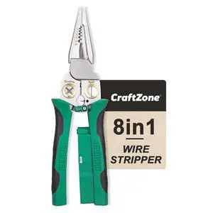 8-in-1 Wire Stripper Pliers with Non Contact Voltage Tester, Green Black | Multi-function electrician hand tool for stripping cutting crimping, fits auto HVAC home wiring maintenance 8-in-1 Wire Stripper Pliers with Non Contact Voltage Tester, Green Black | Multi-function electrician hand tool for stripping cutting crimping, fits auto HVAC home wiring maintenance