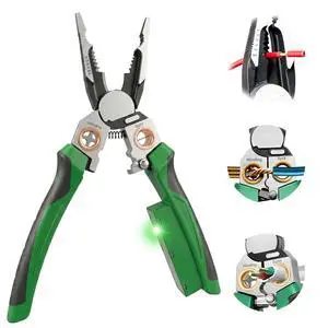 8-in-1 Wire Stripper with Voltage Tester,Multi-function Electric Pliers,Professional Wire Cutter & 12V-250V AC/DC Neutral Tester,Electrician Tools & DIY Tool (Green) 8-in-1 Wire Stripper with Voltage Tester,Multi-function Electric Pliers,Professional Wire Cutter & 12V-250V AC/DC Neutral Tester,Electrician Tools & DIY Tool (Green)