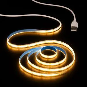 COB LED Strip Light 5V USB, 3000K Warm White Non-Dimmable, 3.28FT/1M Short Flexible Small LEDs for Display Cabinet Lighting, DIY Home, TV Backlight, Indoor Use COB LED Strip Light 5V USB, 3000K Warm White Non-Dimmable, 3.28FT/1M Short Flexible Small LEDs for Display Cabinet Lighting, DIY Home, TV Backlight, Indoor Use