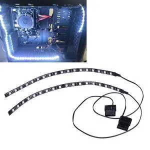 PC LED Light Strip Computer Lighting White with Magnetic Back, Molex Connector, 2pack LED Strip for PC Case Lighting Kit (30cm,18leds,S SeriesWhite) PC LED Light Strip Computer Lighting White with Magnetic Back, Molex Connector, 2pack LED Strip for PC Case Lighting Kit (30cm,18leds,S SeriesWhite)