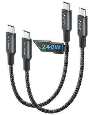 2-Pack 0.5ft 240W USB C to C Cable, Power Bank Pocket Charging | Short 6-Inch Portable Cord | PD 3.1 Fast Charge | For iPhone 17 16 15 Samsung | 48-Braided | 480Mbps Data Transfer 2-Pack 0.5ft 240W USB C to C Cable, Power Bank Pocket Charging | Short 6-Inch Portable Cord | PD 3.1 Fast Charge | For iPhone 17 16 15 Samsung | 48-Braided | 480Mbps Data Transfer