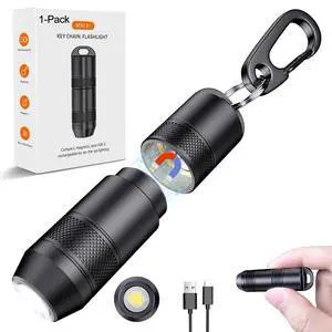 EDC Rechargeable Keychain Flashlight, 100 Lumens Compact Magnetic Base (1Black, 1Pack) EDC Rechargeable Keychain Flashlight, 100 Lumens Compact Magnetic Base (1Black, 1Pack)