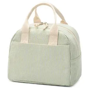 Lunch Box for Women, Insulated Lunch Bag, Green Stripe Tote | Fresh Green Stripe Design, Stylish Lunch Tote Style for Women, Perfect for Office Work, Daily Meals & Everyday Carry Use Lunch Box for Women, Insulated Lunch Bag, Green Stripe Tote | Fresh Green Stripe Design, Stylish Lunch Tote Style for Women, Perfect for Office Work, Daily Meals & Everyday Carry Use
