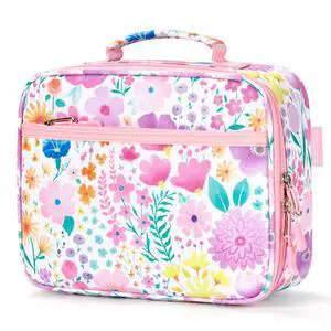 Kids Lunch Box for Girls, Insulated and Reusable Lunch Bag for School Preschool Kindergarten, Flower Pink Kids Lunch Box for Girls, Insulated and Reusable Lunch Bag for School Preschool Kindergarten, Flower Pink