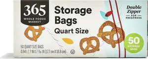 Quart Size Storage Bags, Double Zipper, 50 Count Quart Size Storage Bags, Double Zipper, 50 Count