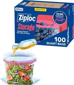 Quart Food Storage Bags, Stand-Up Bottom, Easy to Fill, 100 Count | Quart Size Food Storage Bags, Reusable, Stand-Up Bottom for Easy Fill, BPA-Free, 100 Count Quart Food Storage Bags, Stand-Up Bottom, Easy to Fill, 100 Count | Quart Size Food Storage Bags, Reusable, Stand-Up Bottom for Easy Fill, BPA-Free, 100 Count