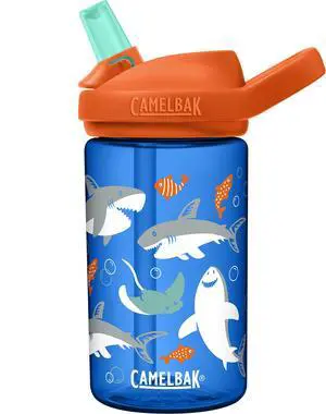 Eddy+ Kids Bite Valve Water Bottle 14oz, Sharks Eddy+ Kids Bite Valve Water Bottle 14oz, Sharks