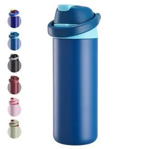 18 oz Insulated Water Bottle, Stainless Steel Water Bottle with 2-in-1 Straw and Push-Button Spout Lid, Keeps 24 Hours Cold, Double Wall Vacuum Leak-Proof & BPA-Free for Sports, Travel, Blue 18 oz Insulated Water Bottle, Stainless Steel Water Bottle with 2-in-1 Straw and Push-Button Spout Lid, Keeps 24 Hours Cold, Double Wall Vacuum Leak-Proof & BPA-Free for Sports, Travel, Blue