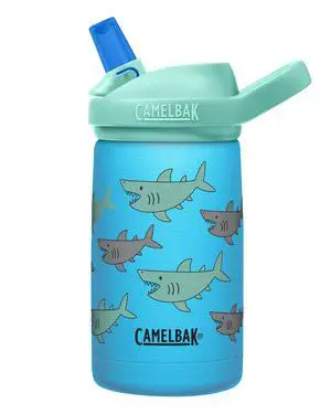 Eddy+ Kids Stainless Steel Water Bottle 12oz, School of Sharks | Bite Valve Straw System, Vacuum Insulated Steel, Spill Resistant Design, Integrated Carry Handle, Dishwasher Safe Design Eddy+ Kids Stainless Steel Water Bottle 12oz, School of Sharks | Bite Valve Straw System, Vacuum Insulated Steel, Spill Resistant Design, Integrated Carry Handle, Dishwasher Safe Design