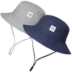 Baby Sun Hat Toddler Bucket Hat for Boys 2-7 Years 2pack Smile Face Grey/Navy Baby Sun Hat Toddler Bucket Hat for Boys 2-7 Years 2pack Smile Face Grey/Navy