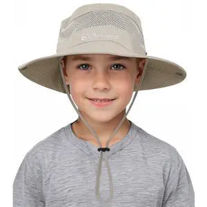 Outdoor Kids Sun Hat UPF 50+ Quick Dry Adjustable Bucket Hat Windproof Waterproof Beach Fishing Safari Hat Beige 5-13T Outdoor Kids Sun Hat UPF 50+ Quick Dry Adjustable Bucket Hat Windproof Waterproof Beach Fishing Safari Hat Beige 5-13T