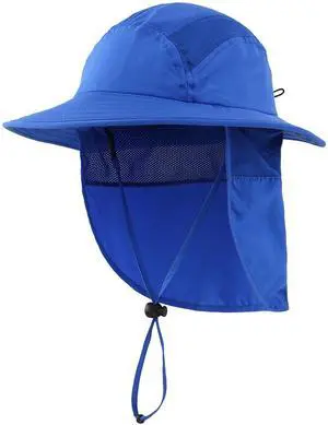 UPF 50+ Boys Sun Hat with Neck Flap Summer Beach Hat Kids Safari Hat (Bright Blue) UPF 50+ Boys Sun Hat with Neck Flap Summer Beach Hat Kids Safari Hat (Bright Blue)