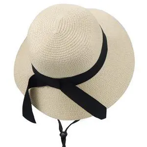 Girls Wide-Brim Straw Sun-Hat for Summer Beach with Bow 5 to 9 Years Girls Wide-Brim Straw Sun-Hat for Summer Beach with Bow 5 to 9 Years