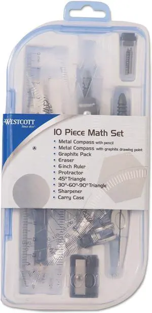 10-Piece Math Set for Students, Includes 2 Compasses, Protractor & Ruler, Back to School, Classroom, School Supplies, Geometry Practice, Durable Storage Case 10-Piece Math Set for Students, Includes 2 Compasses, Protractor & Ruler, Back to School, Classroom, School Supplies, Geometry Practice, Durable Storage Case