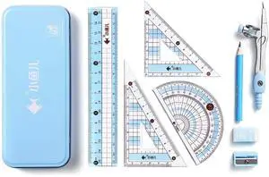 8 Pcs Compass/Math Set for Students with Shatterproof Storage Box, Geometry Set for School, Includes Ruler, Protractor, Compass, Pencil,Pencil Sharpener and Eraser,etc. Perfect Gift 8 Pcs Compass/Math Set for Students with Shatterproof Storage Box, Geometry Set for School, Includes Ruler, Protractor, Compass, Pencil,Pencil Sharpener and Eraser,etc. Perfect Gift
