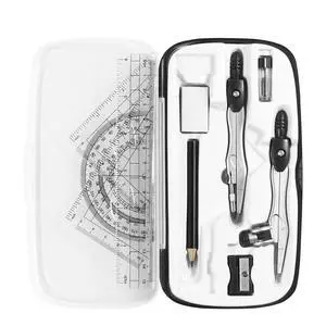 Math Geometry Sets 10 Pcs, Student Supplies Kit, for School (Black) | Shatterproof Storage Box,Includes Rulers,Protractor,Compass,Eraser,Pencil Sharpener,Lead Refills,Pencil, for Drafting Math Geometry Sets 10 Pcs, Student Supplies Kit, for School (Black) | Shatterproof Storage Box,Includes Rulers,Protractor,Compass,Eraser,Pencil Sharpener,Lead Refills,Pencil, for Drafting