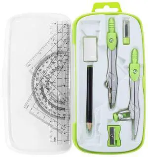 Math Geometry Set 10 Pcs, Compass and Protractor for Students(Green) | Shatterproof Storage Box,Rulers,Protractor,Compass,Eraser,Pencil Sharpener,Lead Refills,Pencil,for Classroom, Back to School Math Geometry Set 10 Pcs, Compass and Protractor for Students(Green) | Shatterproof Storage Box,Rulers,Protractor,Compass,Eraser,Pencil Sharpener,Lead Refills,Pencil,for Classroom, Back to School