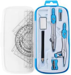 Math Geometry Set 10 Pcs, Compass and Protractor for Students(Blue) | Shatterproof Storage Box,Rulers,Protractor,Compass,Eraser,Pencil Sharpener,Lead Refills,Pencil,for Classroom, Back to School Math Geometry Set 10 Pcs, Compass and Protractor for Students(Blue) | Shatterproof Storage Box,Rulers,Protractor,Compass,Eraser,Pencil Sharpener,Lead Refills,Pencil,for Classroom, Back to School