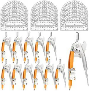 24 Pack Geometry Tool Set, Math Compass for Geometry and 6 Inch Protractor Set Include Metal Compass with Pencil and Clear Plastic Protractor for Student Classroom Office Woodworking Art Drawing 24 Pack Geometry Tool Set, Math Compass for Geometry and 6 Inch Protractor Set Include Metal Compass with Pencil and Clear Plastic Protractor for Student Classroom Office Woodworking Art Drawing