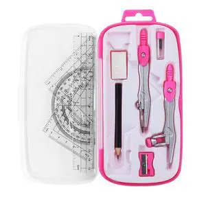 Math Geometry Set 10 Pcs, Compass and Protractor for Students (Pink) | Shatterproof Storage Box,Rulers,Protractor,Compass,Eraser,Pencil Sharpener,Lead Refills,Pencil,for Classroom, Back to School Math Geometry Set 10 Pcs, Compass and Protractor for Students (Pink) | Shatterproof Storage Box,Rulers,Protractor,Compass,Eraser,Pencil Sharpener,Lead Refills,Pencil,for Classroom, Back to School
