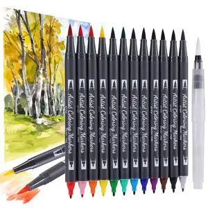 12 Colors Blendable Watercolor Markers for Adults 2026 Professional Double Tip Paint Pens with 1 Water Brush Pen Water Based Coloring Pens Drawing Markers Set with Flexible Brush Tip 12 Colors Blendable Watercolor Markers for Adults 2026 Professional Double Tip Paint Pens with 1 Water Brush Pen Water Based Coloring Pens Drawing Markers Set with Flexible Brush Tip