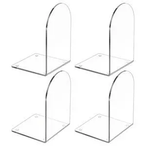 4 Pcs Acrylic Bookends, Clear Book Ends for Heavy Books | Bookend Holders for Shelves, Arch Book Stopper to Hold Books, Decorative Bookends for School, Library, Home, Office 4 Pcs Acrylic Bookends, Clear Book Ends for Heavy Books | Bookend Holders for Shelves, Arch Book Stopper to Hold Books, Decorative Bookends for School, Library, Home, Office
