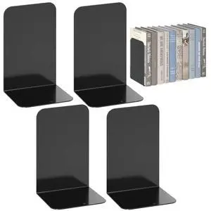 Metal Bookends 2 Pairs, Black Book Ends, Bookends for Shelves, Book Stopper for Heavy Books, Book Dividers for Home Office School Supplies Metal Bookends 2 Pairs, Black Book Ends, Bookends for Shelves, Book Stopper for Heavy Books, Book Dividers for Home Office School Supplies