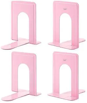 Book Ends, 4 Pack, Light Pink | Heavy Duty Metal Bookends for Shelves, Book Holders for Shelves, Metal Bookends Book Ends, 4 Pack, Light Pink | Heavy Duty Metal Bookends for Shelves, Book Holders for Shelves, Metal Bookends