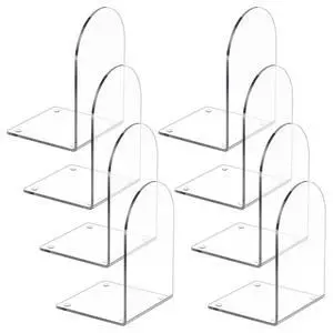 4 Pcs Acrylic Bookends, Clear Book Ends for Heavy Books | Bookend Holders for Shelves, Arch Book Stopper to Hold Books, Decorative Bookends for School, Library, Home, Office 4 Pcs Acrylic Bookends, Clear Book Ends for Heavy Books | Bookend Holders for Shelves, Arch Book Stopper to Hold Books, Decorative Bookends for School, Library, Home, Office
