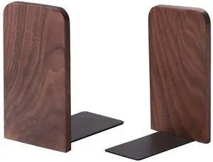 Walnut Book Ends for Shelves, 1 Pair | Non-Slip Bookends, Heavy Duty Wooden Bookend, Suitable for Books & Movies Storage Walnut Book Ends for Shelves, 1 Pair | Non-Slip Bookends, Heavy Duty Wooden Bookend, Suitable for Books & Movies Storage