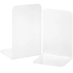 Bookends 1 Pair, White Metal Book Ends, Bookends for Shelves, Book Stopper for Heavy Books, Book Dividers for Home Office Bookends 1 Pair, White Metal Book Ends, Bookends for Shelves, Book Stopper for Heavy Books, Book Dividers for Home Office