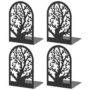Tree Bookends 4 Pieces, Black Metal Bookends for Shelves, Unique Decorative Book Ends for Book Shelves, Book Stopper to Hold Books, Book Organizer for Home Office Tree Bookends 4 Pieces, Black Metal Bookends for Shelves, Unique Decorative Book Ends for Book Shelves, Book Stopper to Hold Books, Book Organizer for Home Office