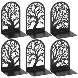 Bookend 3 Pairs, Decorative Book End, Bookends for Shelves, Desktope Book Ends, Book Stopper to Hold Books, Unique Black Metal Tree Book Holder for Home Office Bookend 3 Pairs, Decorative Book End, Bookends for Shelves, Desktope Book Ends, Book Stopper to Hold Books, Unique Black Metal Tree Book Holder for Home Office