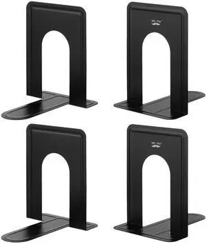 Book Ends, Black, 4 Pack, Heavy Duty Metal Bookends for Shelves | Book Holders for Shelves, Metal Bookends Book Ends, Black, 4 Pack, Heavy Duty Metal Bookends for Shelves | Book Holders for Shelves, Metal Bookends