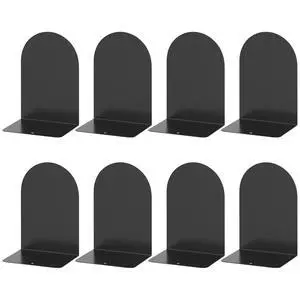 Bookends 4 Pairs, Metal Round Bookends for Shelves, Book Ends for Desk, Book End to Hold Books, Book Stopper, Black Bookend for Home Office Bookends 4 Pairs, Metal Round Bookends for Shelves, Book Ends for Desk, Book End to Hold Books, Book Stopper, Black Bookend for Home Office