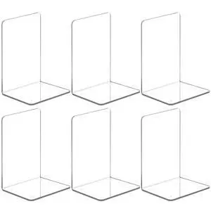 Acrylic Bookends 6 Pieces, Clear Book Ends for Shelves, Book Holders for Shelves, Transparent Book Dividers for Shelves, Stylish Book Stopper Organizer for Home Office Desktop Supplies Acrylic Bookends 6 Pieces, Clear Book Ends for Shelves, Book Holders for Shelves, Transparent Book Dividers for Shelves, Stylish Book Stopper Organizer for Home Office Desktop Supplies
