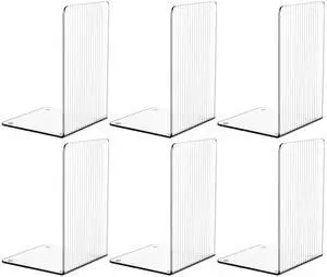 6 PCS Clear Acrylic Book Ends for Shelves Decorative,Invisible Book Stopper with Non-Slip Mats for Heavy Books,Small Acrylic Bookends for Home Office School Supplies and Kids Bookshelf 6 PCS Clear Acrylic Book Ends for Shelves Decorative,Invisible Book Stopper with Non-Slip Mats for Heavy Books,Small Acrylic Bookends for Home Office School Supplies and Kids Bookshelf
